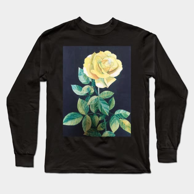 Yellow Rose watercolour painting Long Sleeve T-Shirt by esvb